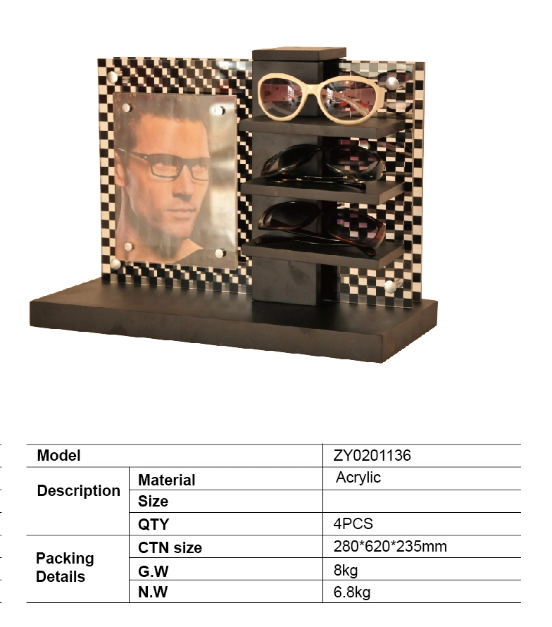 Promotional Modern Design Countertop Square Frame Eyewear Glasses Acrylic Sunglasses Display Case