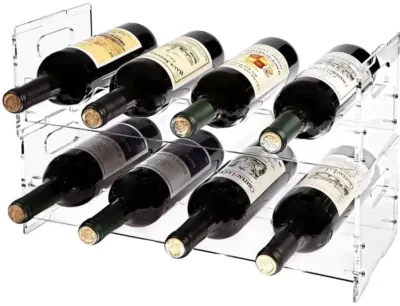 Présentoir empilable personnalisé et stockage de casier à vin organisateur de bouteille en acrylique affichage de vin pour la cuisine de bar